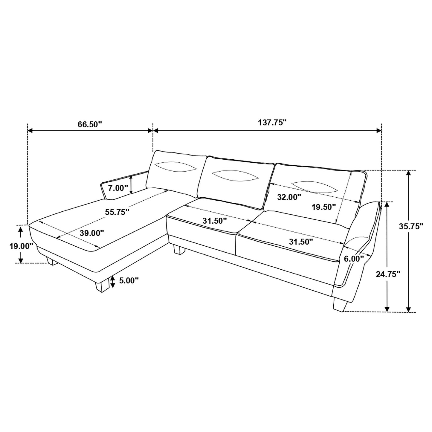 Verona - Loose Back Sectional Sofa - Gray