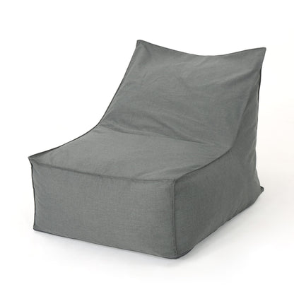 The Ettie Water Resistant Fabric Bean Bag Chair features a modern, minimalist gray design with a structured, angular shape, shown on a plain white background.