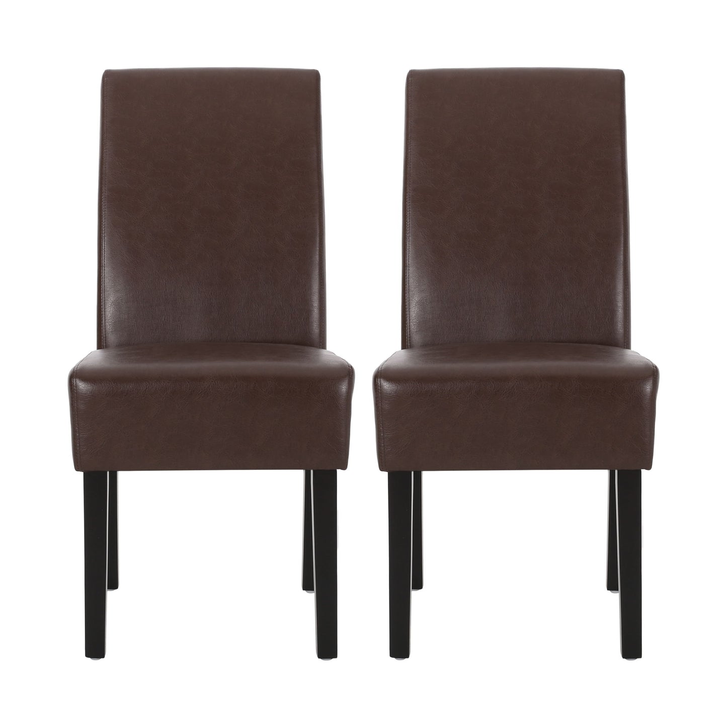 A set of two Contemporary Dining Chairs with straight backs and rubberwood legs, shown side by side against a plain white background.