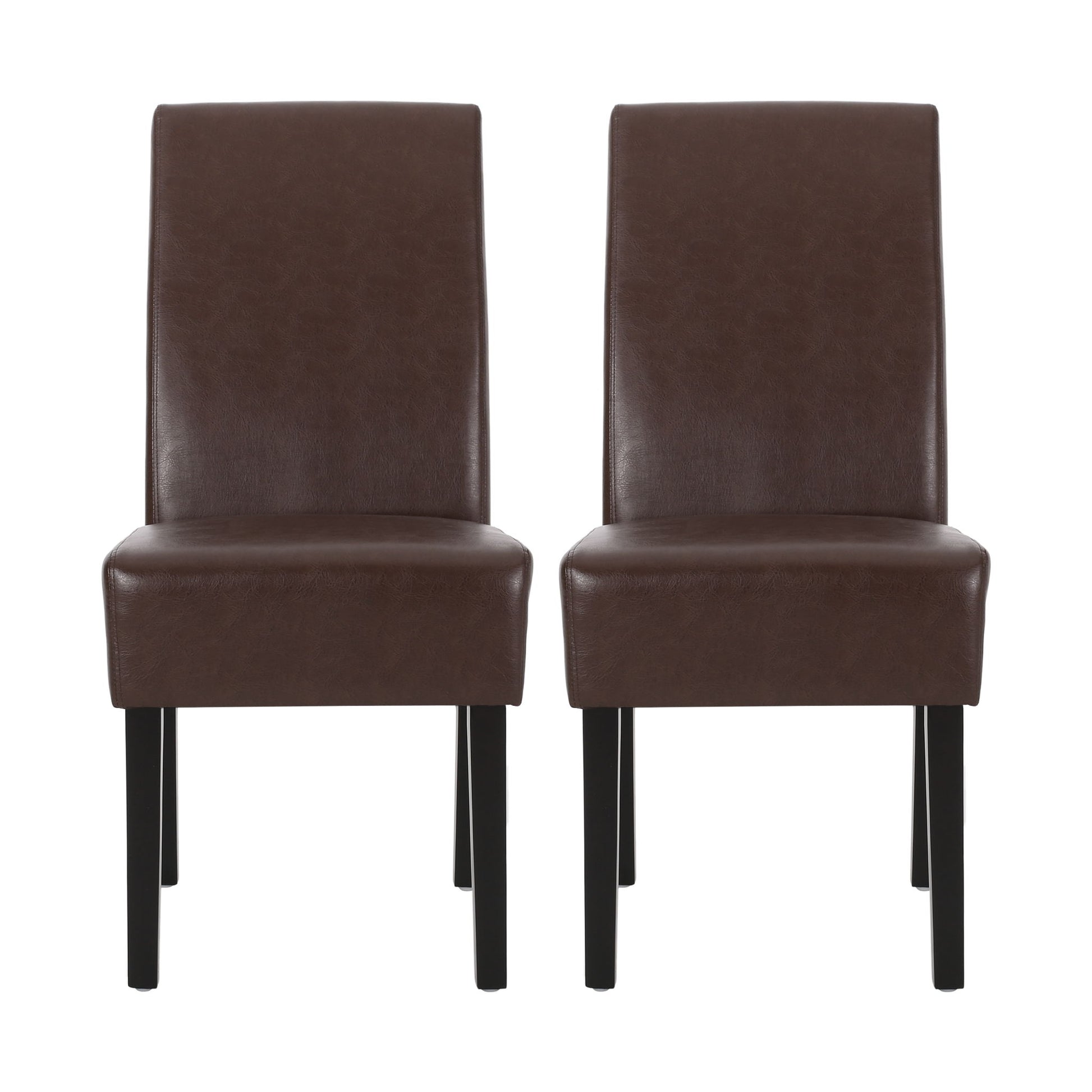 A set of two Contemporary Dining Chairs with straight backs and rubberwood legs, shown side by side against a plain white background.