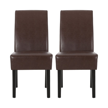 A set of two Contemporary Dining Chairs with straight backs and rubberwood legs, shown side by side against a plain white background.