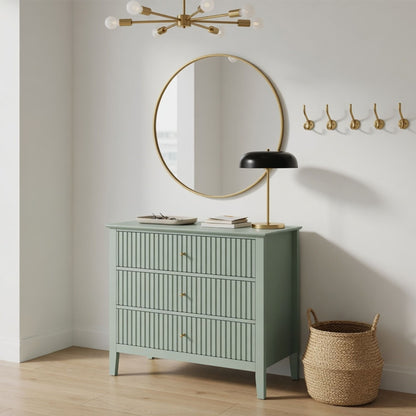 Fluted 3 Drawer Nightstand With Soft Close Slides