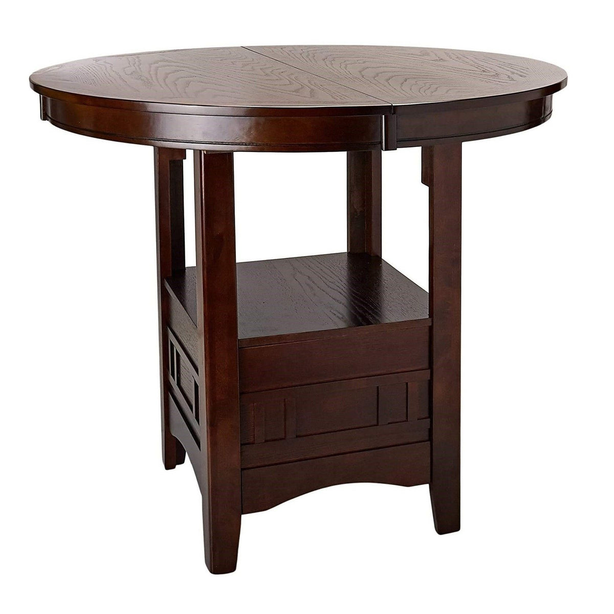 Round Counter Height Dining Table Only With Shelves - Brown Mix