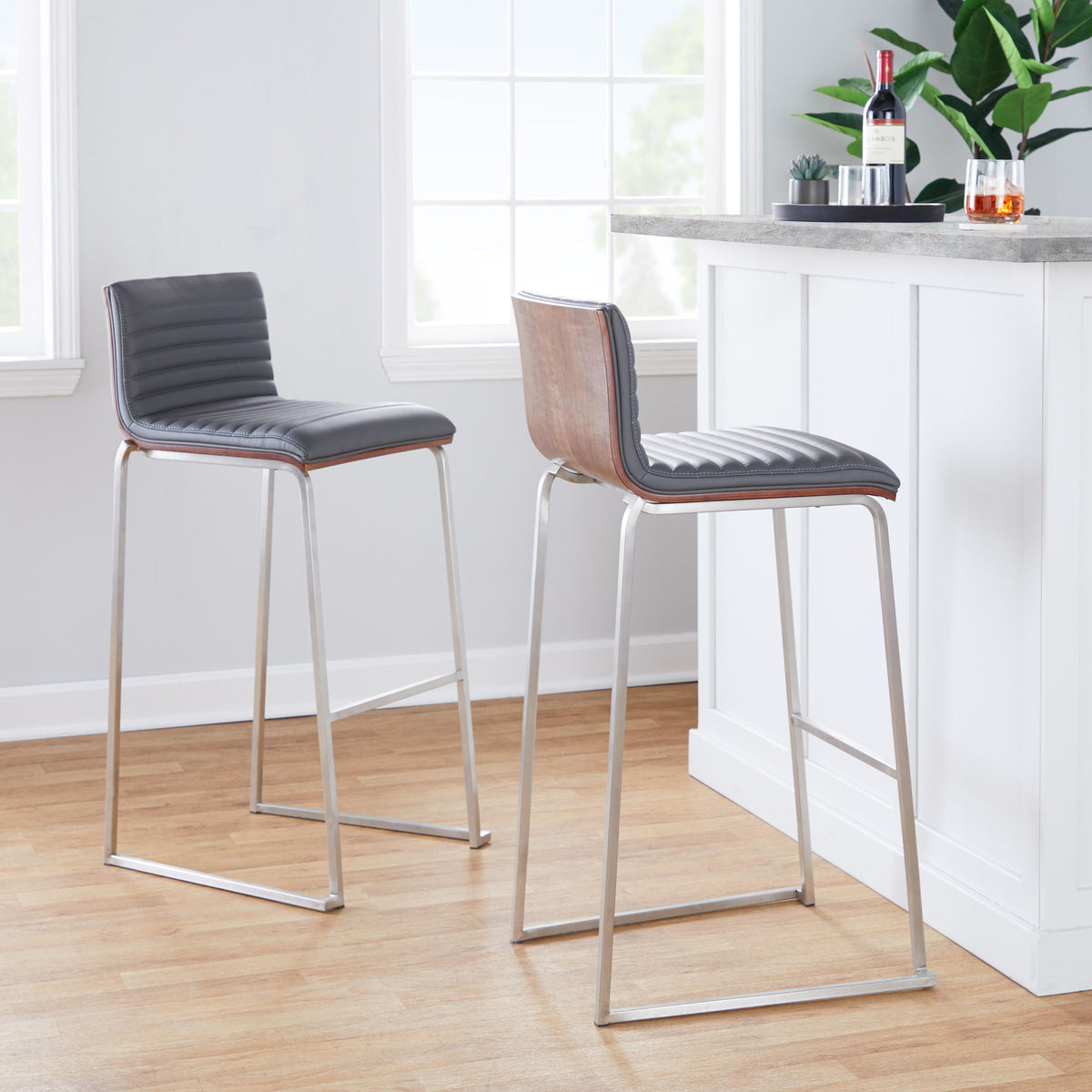 Mason Mara - Contemporary Fixed Height Barstool (Set of 2)