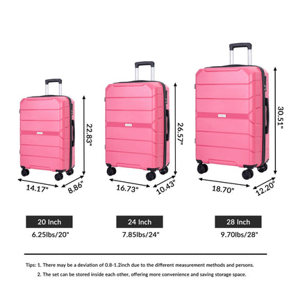 Hardshell Suitcase Spinner Wheels Lightweight Durable Suitcase With Tsa Lock, 3 Piece Set