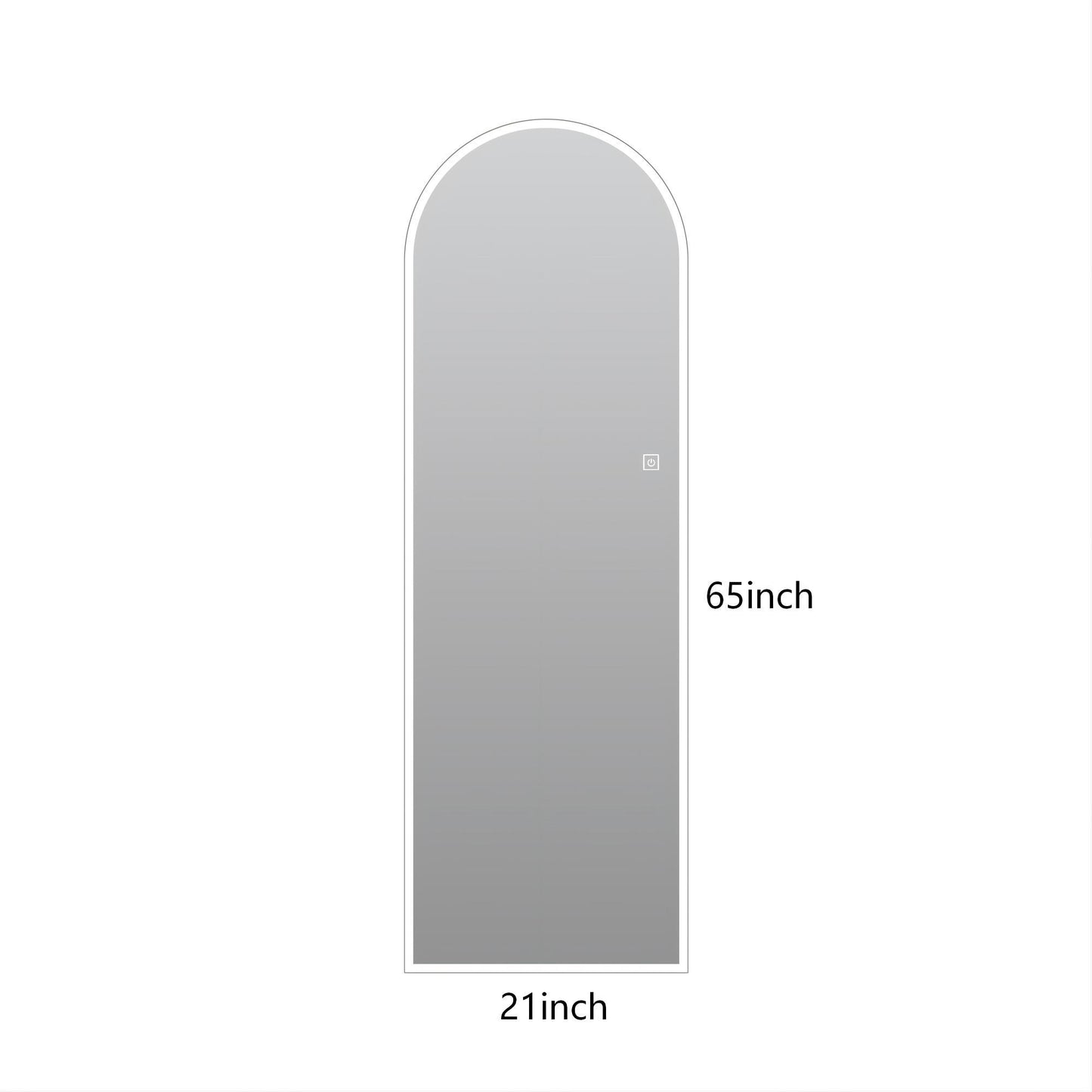 LED Full Length Wall Mirror With Symmetrical Arch Design, Dimmable 3 Color Temperature Lighting - Silver