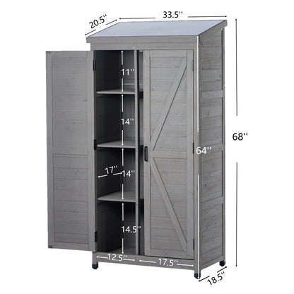 Outdoor Storage Shed With Vertical Tool Cabinet For Backyard