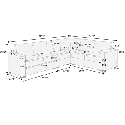 L-Shaped Sectional Set For Living Room