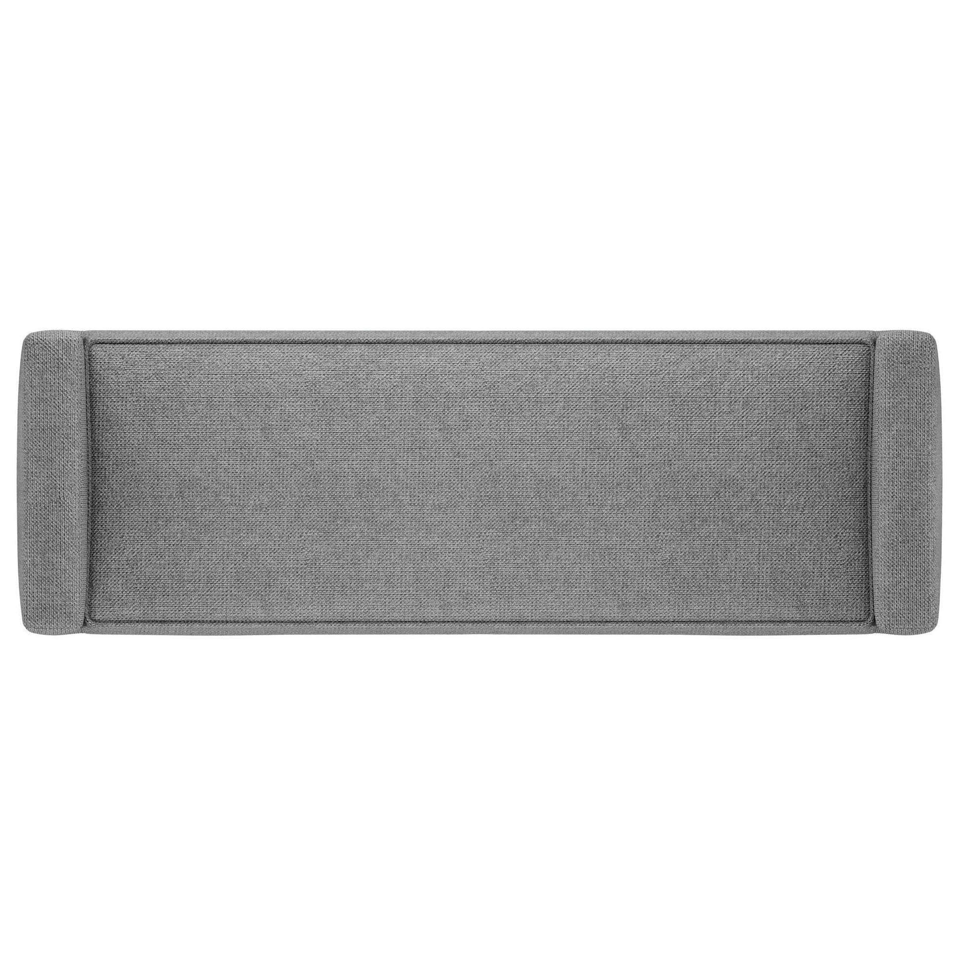 Scott - Upholstered Ottoman Bench in rectangular gray design, shown from above with a smooth cushioned surface and gently raised, rounded ends.