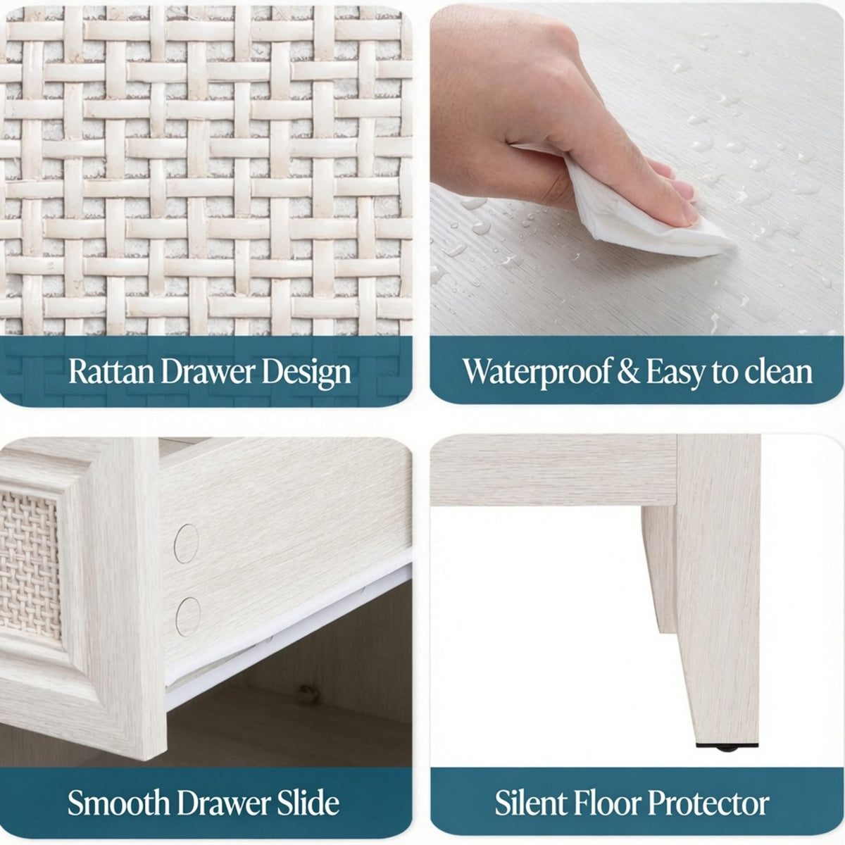 Nightstands With 2 Drawers, Bedside Tables For Small Spaces (Set of 2) - White