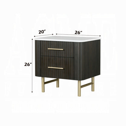 Clayten - Nightstand - Espresso / White Marble