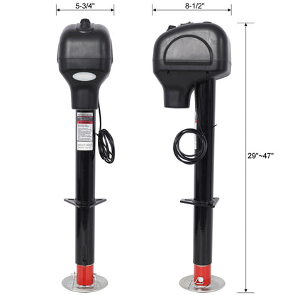Electric Power Tongue Jack 3500Lbs Capacity With Waterproof Cover For RV Trailer & Camper, 12V Dc - Black