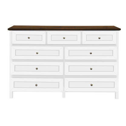 Rustic Storage Dresser With 9 Drawers And Silver Handle