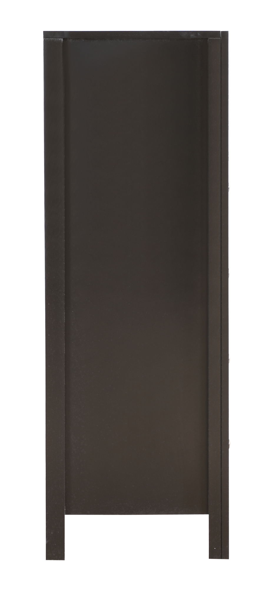A tall, rectangular Modern Elegant Transitional Storage Chest in dark brown wood with two vertical side supports and a solid central section, photographed against a white background.