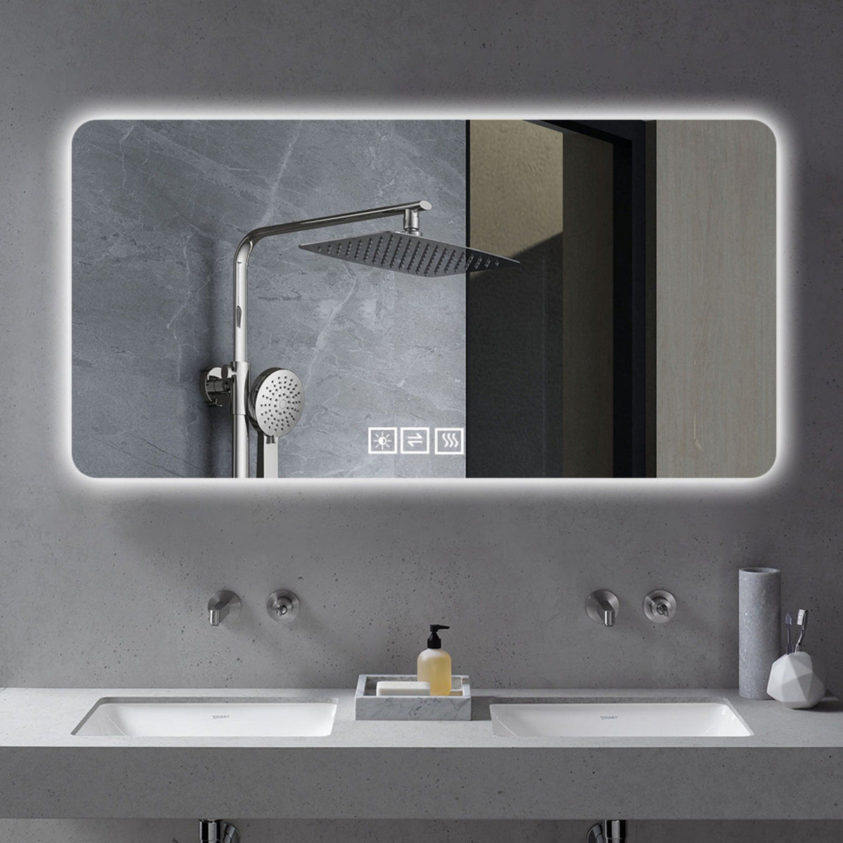 LED Bathroom Mirror With 3 Color Dimmable Backlight