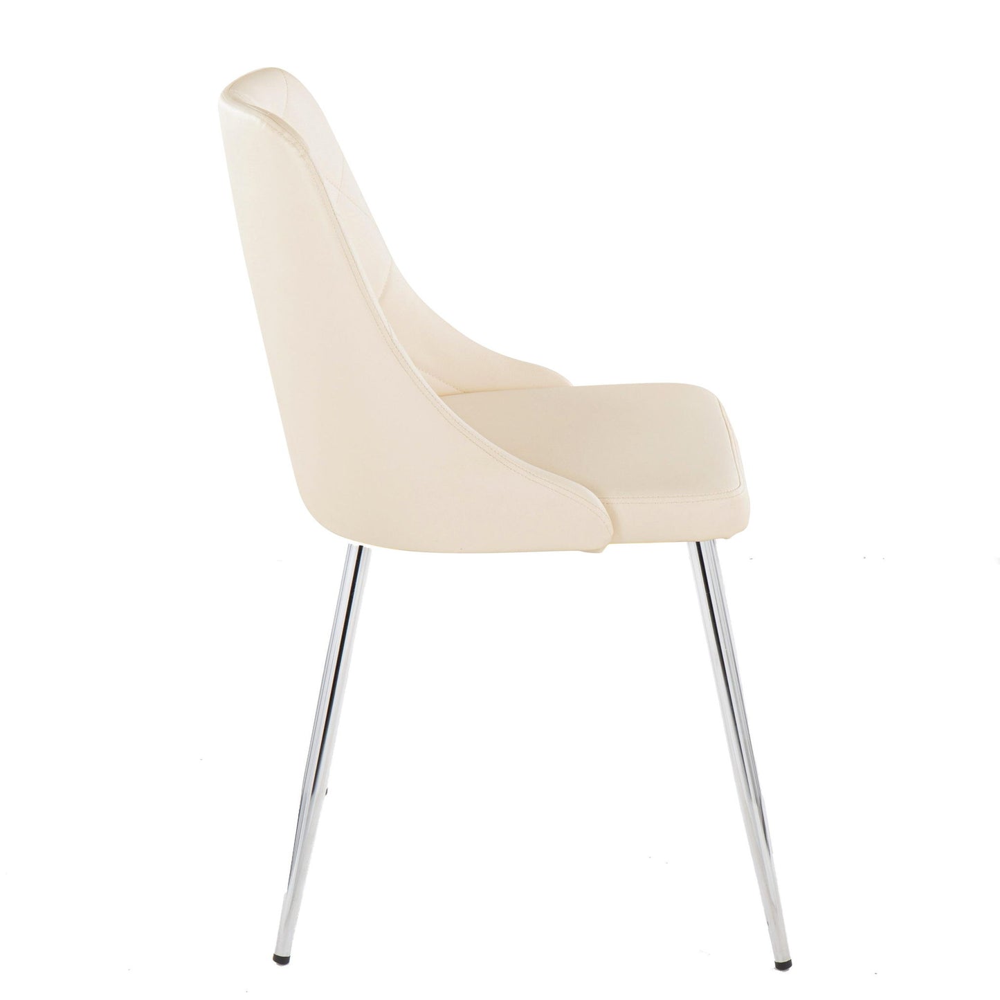 The Giovanni - Contemporary Elegant Design Dining Chair (Set of 2) features a cream cushioned seat and backrest with sleek angled chrome legs, shown in side profile against a white background.