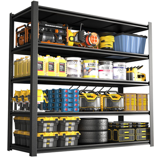 Tall Metal Shelves With Removable Dividers Are High Capacity And Load Bearing For Garages, Kitchens And Offices