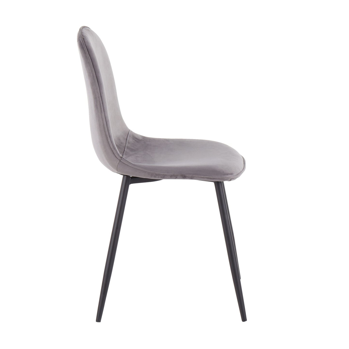 Side view of Pebble - Contemporary Casual Comfort Chair (Set of 2) featuring a light gray cushioned seat and backrest on four slender black metal legs, set against a plain white background.