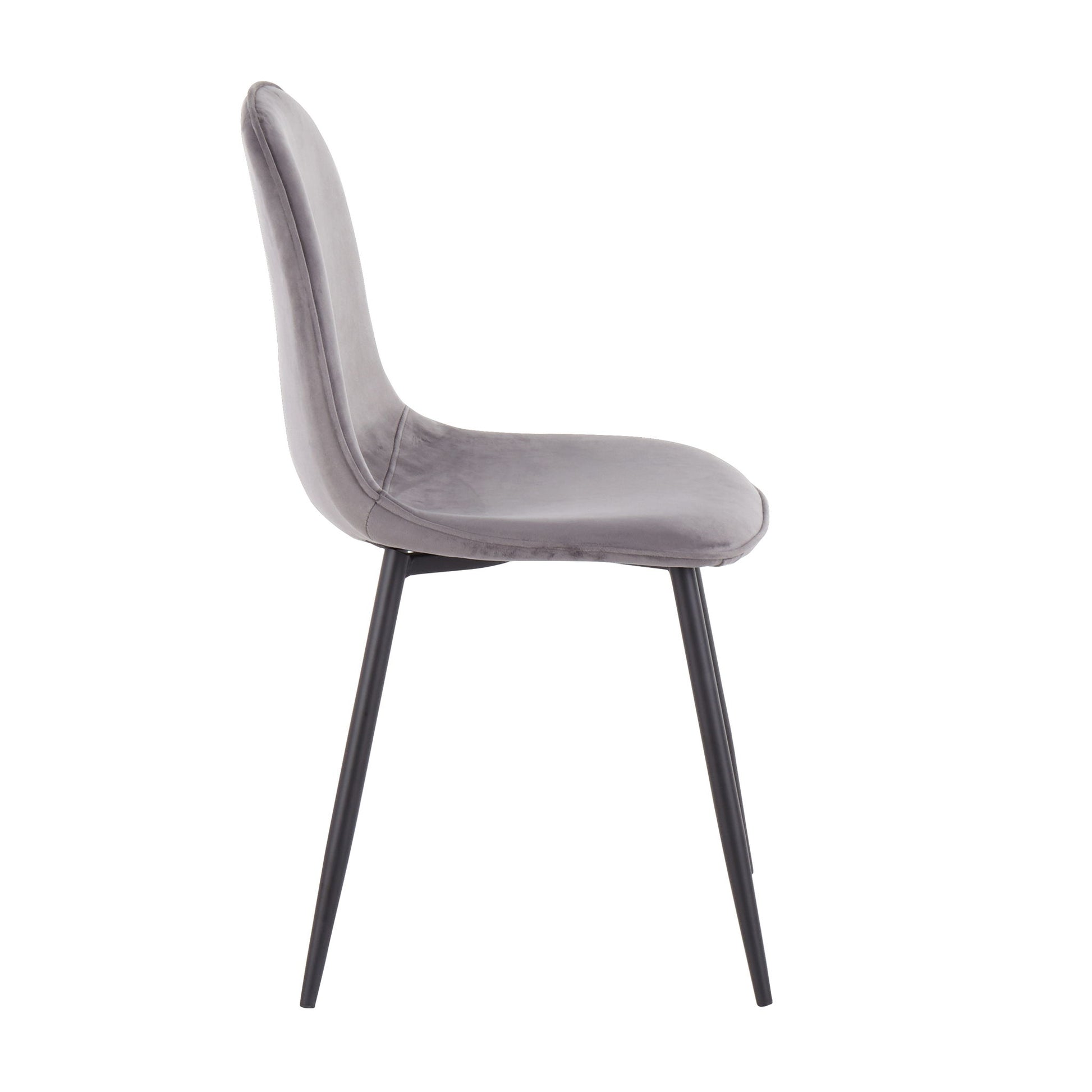 Side view of Pebble - Contemporary Casual Comfort Chair (Set of 2) featuring a light gray cushioned seat and backrest on four slender black metal legs, set against a plain white background.