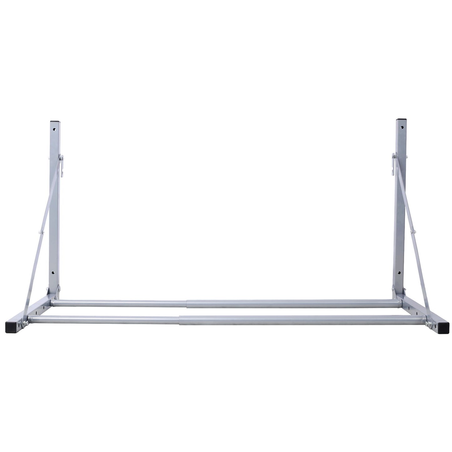 A silver wall-mounted folding tire storage rack, adjustable from 30.5 to 50.5 inches wide and supporting up to 300 pounds, shown against a white background.