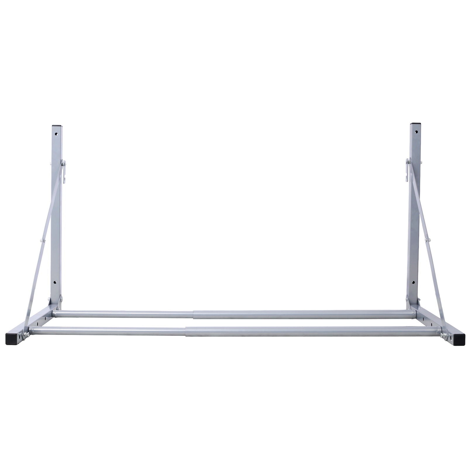 A silver wall-mounted folding tire storage rack, adjustable from 30.5 to 50.5 inches wide and supporting up to 300 pounds, shown against a white background.