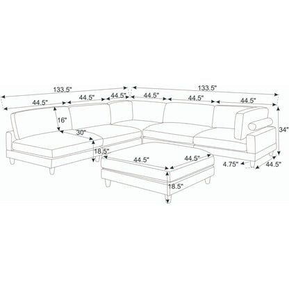 Modern Modular Sectional With Adjustable Back Support