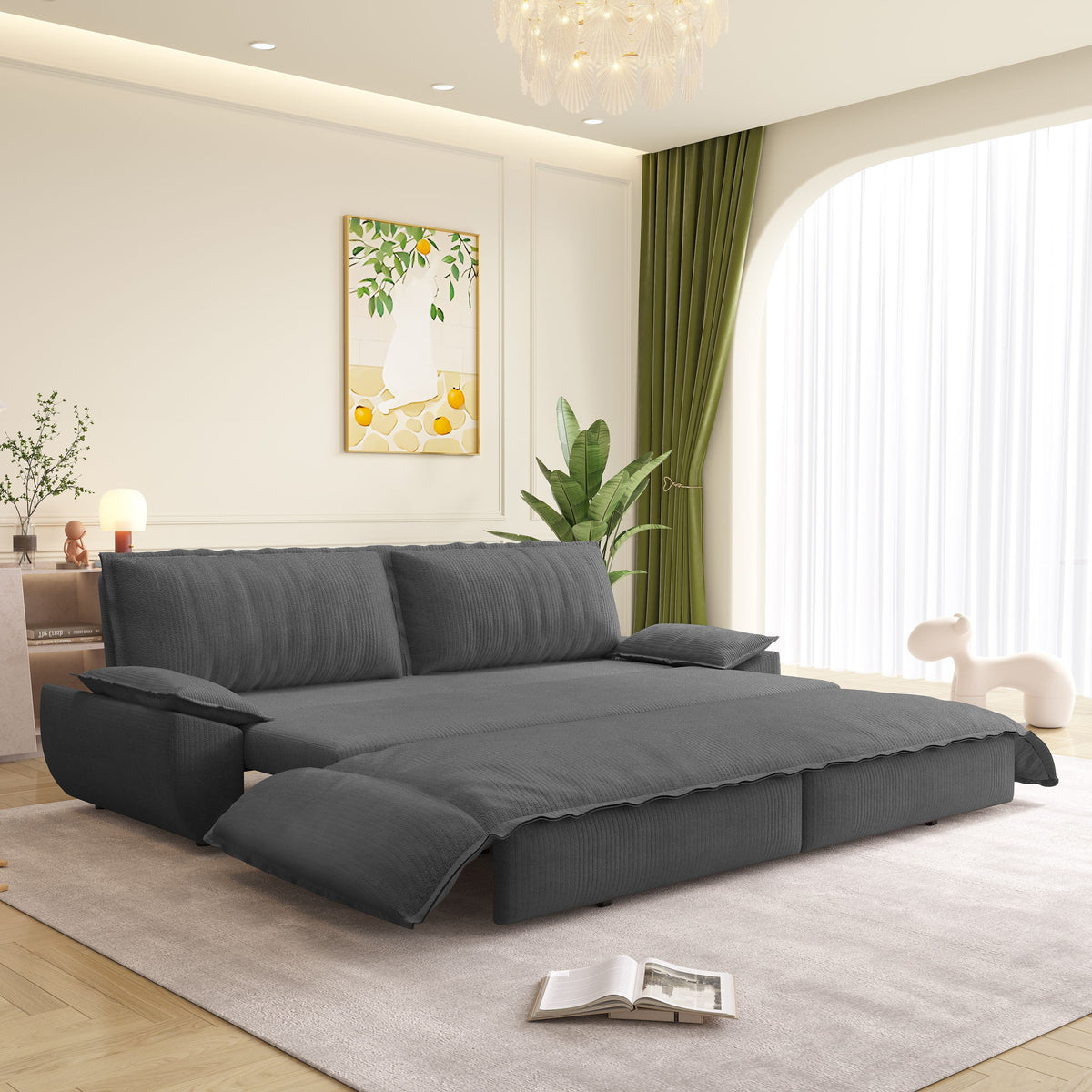 Queen Pull Out Bed, 3 In 1 Convertible Sleeper Sofa