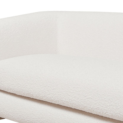 Close-up of the Alpine - Luxurious Upholstery Sherpa Sofa, highlighting its textured sherpa fabric on the seat cushion and part of the elegant curved backrest.