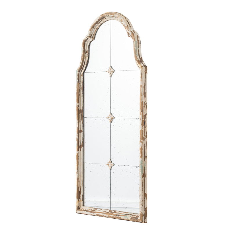 Large & Framed Wall Mirror: This cream arched mirror features a decorative windowpane design and elegant frame, ideal for adding style to your living room.