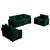 Dark Green / 3 Pc. 2 Seater Sofa And 2 Chairs