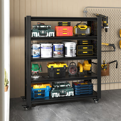 Heavy Duty Adjustable Metal Shelving Unit With Pegboard And Wheels For Multipurpose Storage
