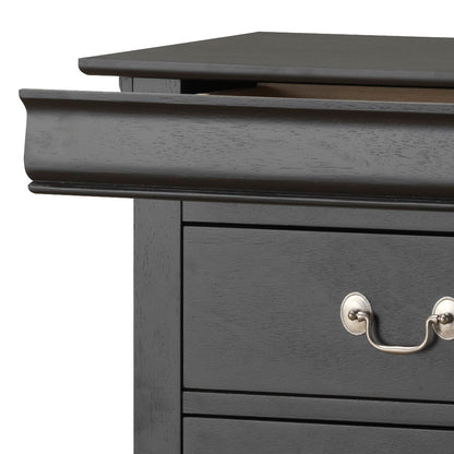 A close-up of the Traditional Style Lingerie Storage Chest Timeless in dark wood with a silver handle, featuring one top drawer partially open.