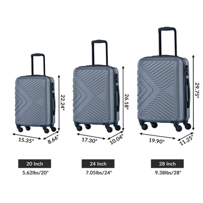 3 Piece Luggage Sets Lightweight Suitcase With Two Hooks, Spinner Wheels, Tsa Lock, Durable Hard Shell