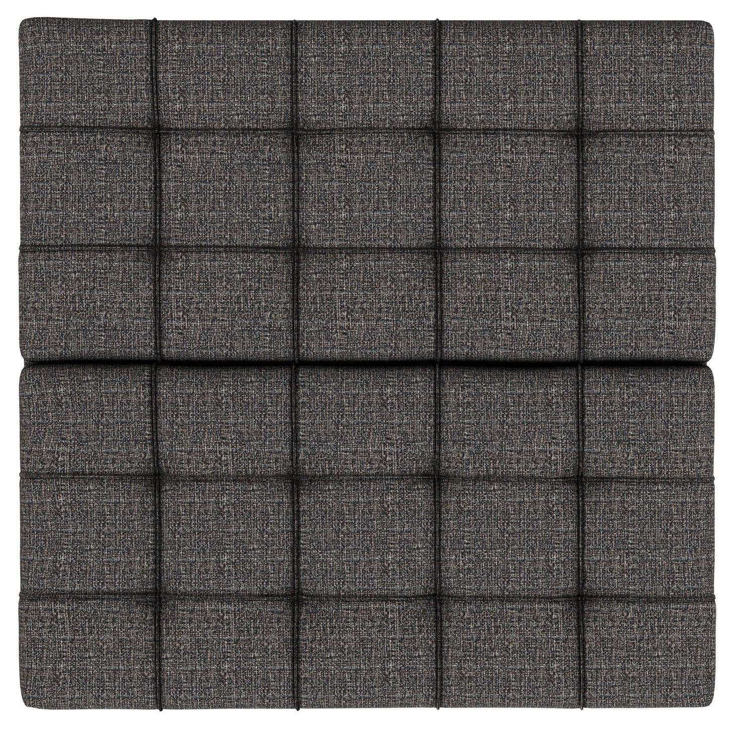 The Harrison Upholstered Coffee Table Storage Ottoman features a dark gray surface with evenly spaced, raised square padded sections for a modern tufted look.