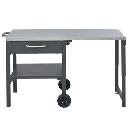 Foldable Outdoor Kitchen Cart With Storage For Patio