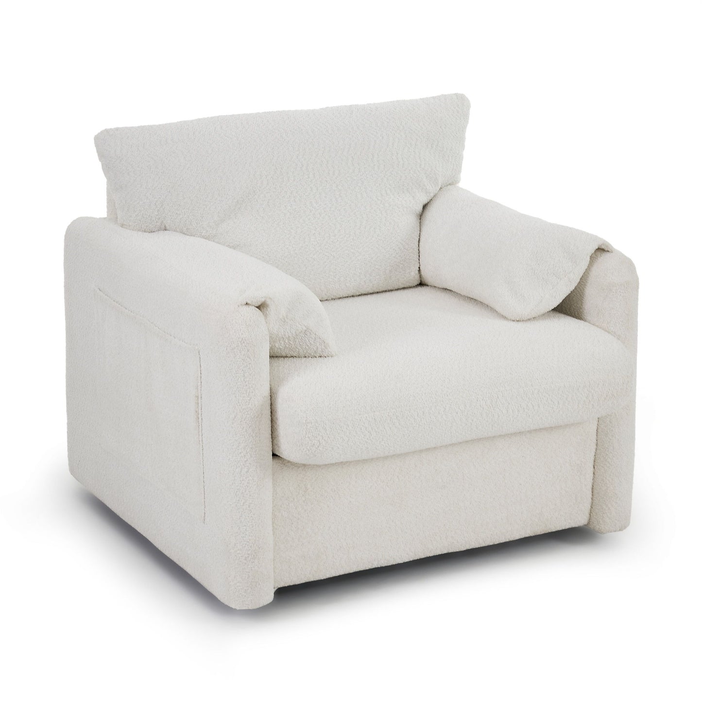 Swivel Modern Swivel Accent Chair Single Seater 360° Rotating For Living Room, Bedroom - Ivory White