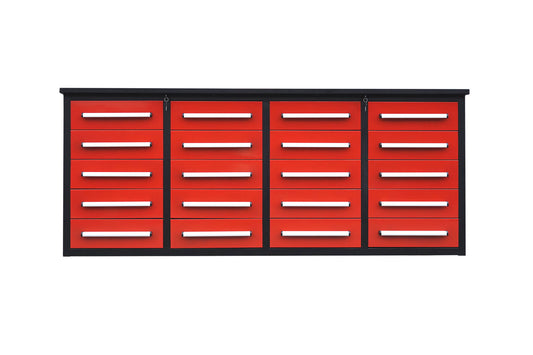 Garage Storage Cabinets With Workbench (With 20 Drawers) - Red
