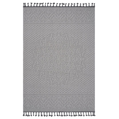 Guros - 6' X 9' Medallion Indoor / Outdoor Area Rug - White / Ivory