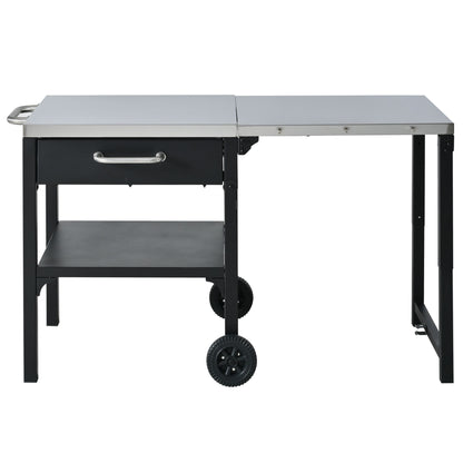 Foldable Outdoor Kitchen Cart With Storage For Patio