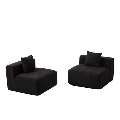 Modular Sectional Sofa With 2 Pillows, Symmetrical Design