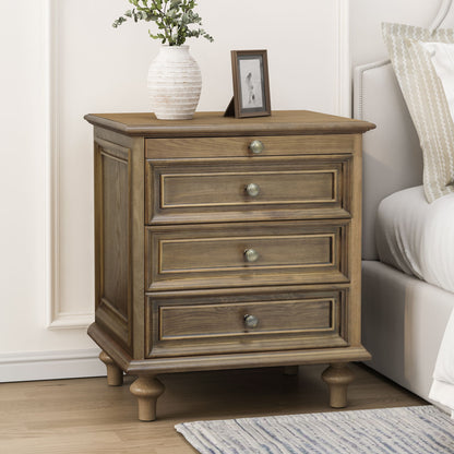 Nightstands With 4 Drawer, Storage End Table With Hidden Pull Out Shelf