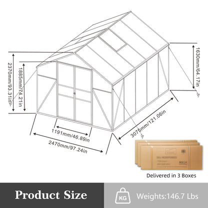 Gain Height Windproof Greenhouse All Season Outdoor Garden Shelter