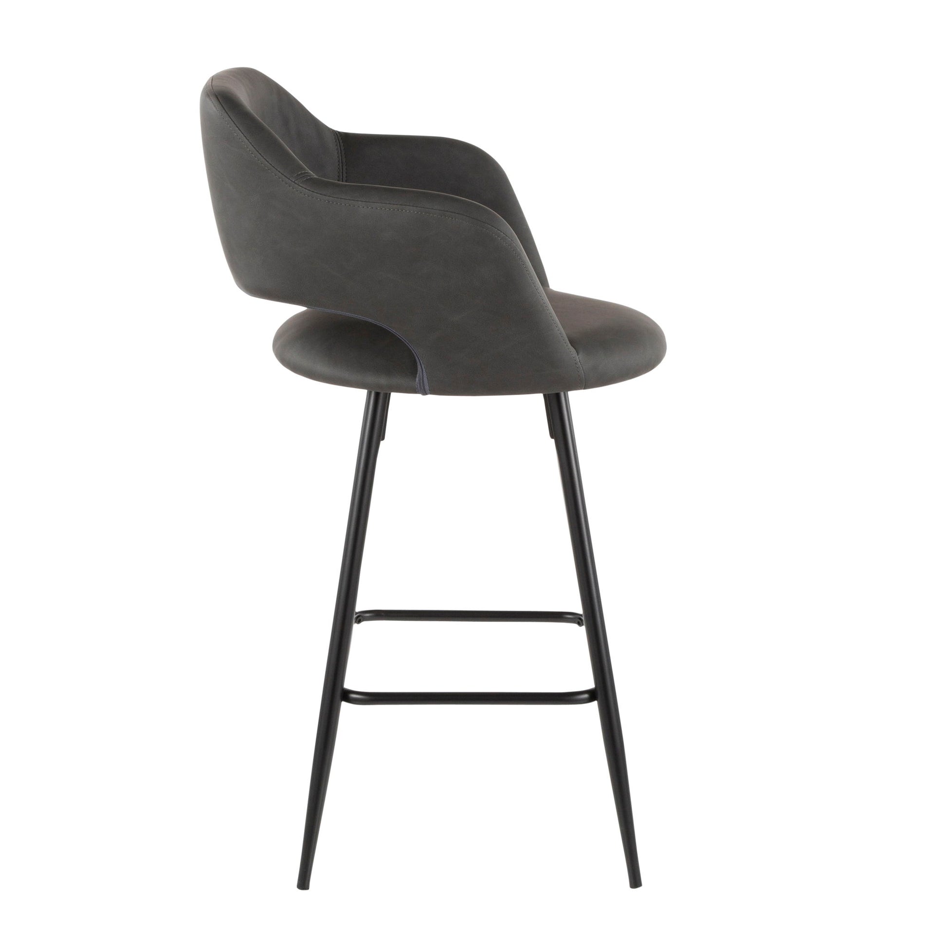 The Margarite - Contemporary Counter Stool (Set of 2) features a grey seat and black legs.