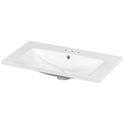 Single Bathroom Basin Sink, Vanity Top Only With 3 Faucet Holes