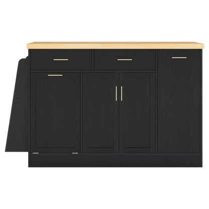 Kitchen Sideboard With Sliding Door Cabinet, 3 Tier Spice Rack