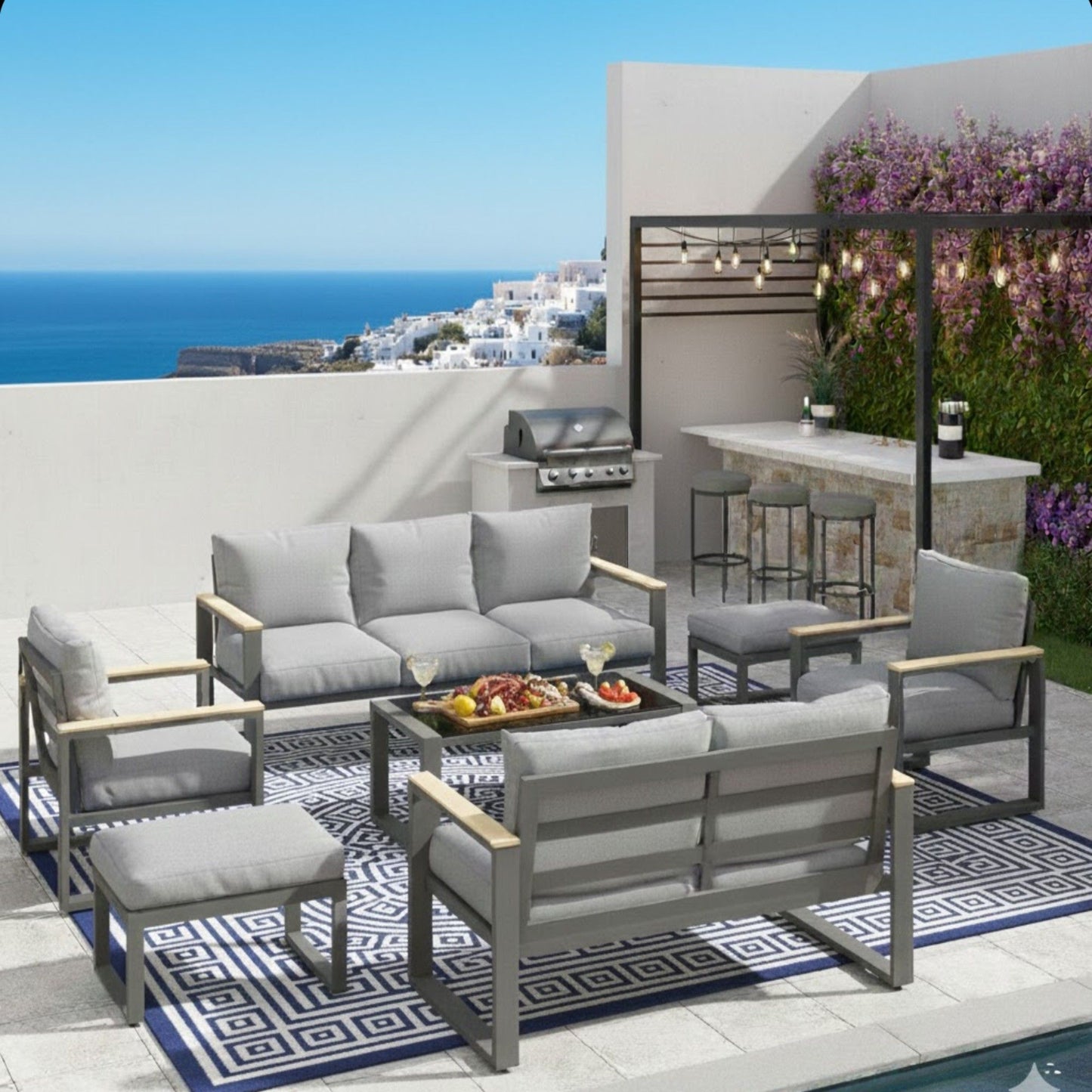 Modern Outdoor Sofa Set With Coffee Table