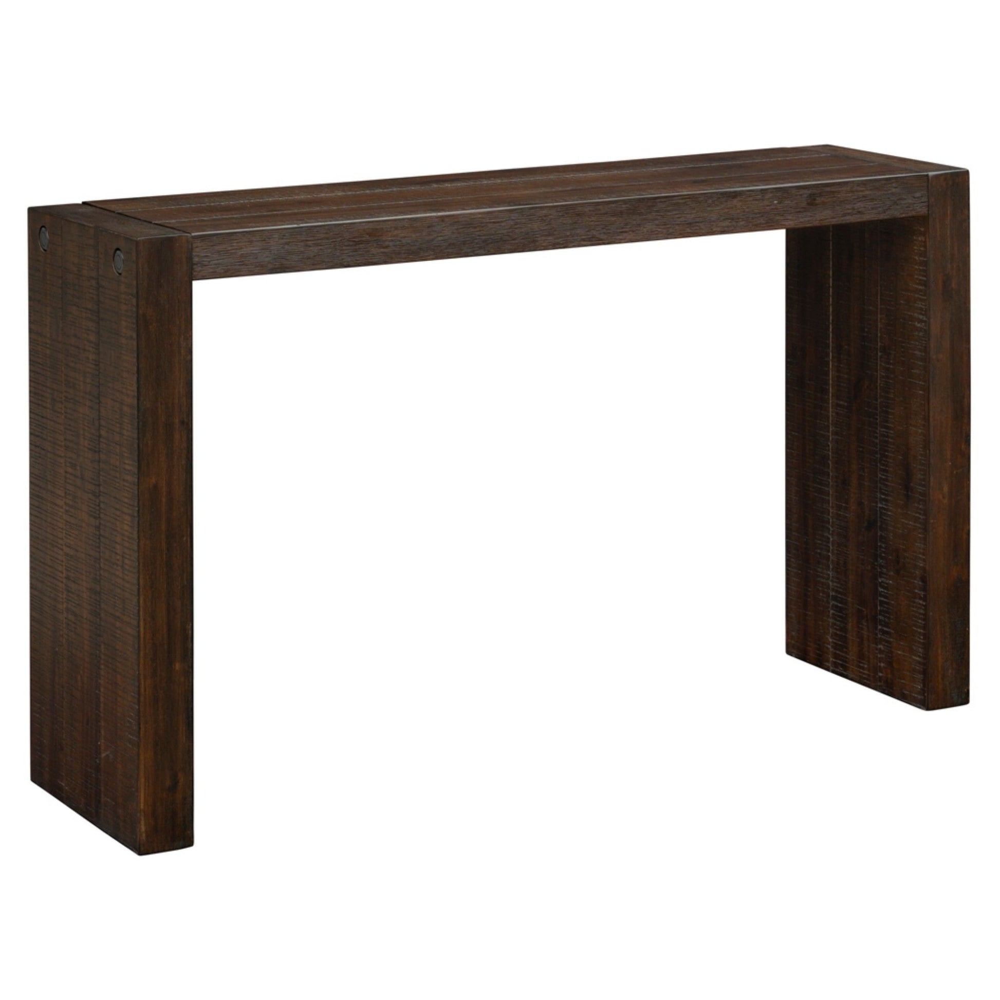 The Modern Design Console Table features a rectangular dark wood top and two thick end legs, combining sturdy construction with minimalist, contemporary style.