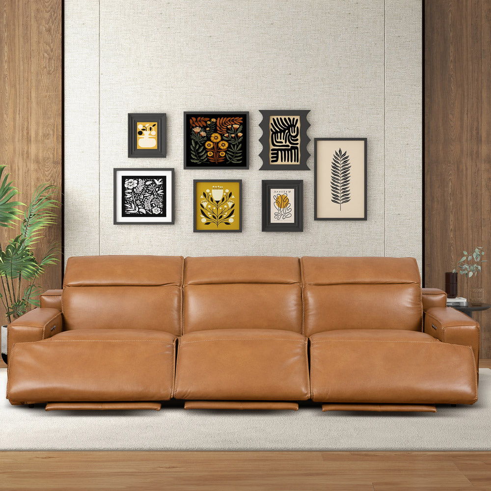 Urbana - Triple Power Recliner Sofa - Tan