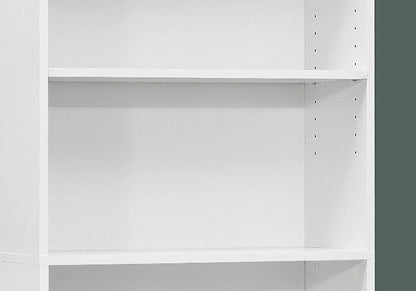 A close-up of the 6 Tier Bookshelf Bookcase for Office, featuring adjustable shelves with multiple holes on the side panels for height options, shown empty against a green wall. Transitional design.