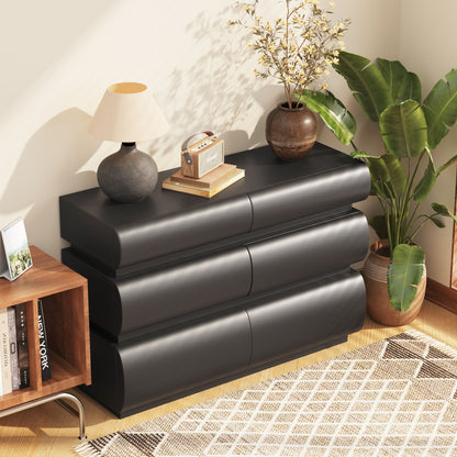Minimalist Modern 6 Drawer Dresser, Handle Free Design With Wide Storage